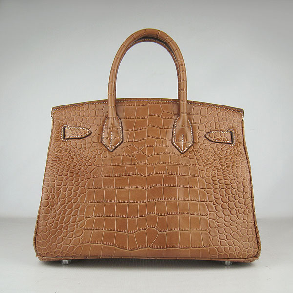 Replica Hermes Birkin 35cm Crocodile Veins Bag Light Coffee 6088 On Sale